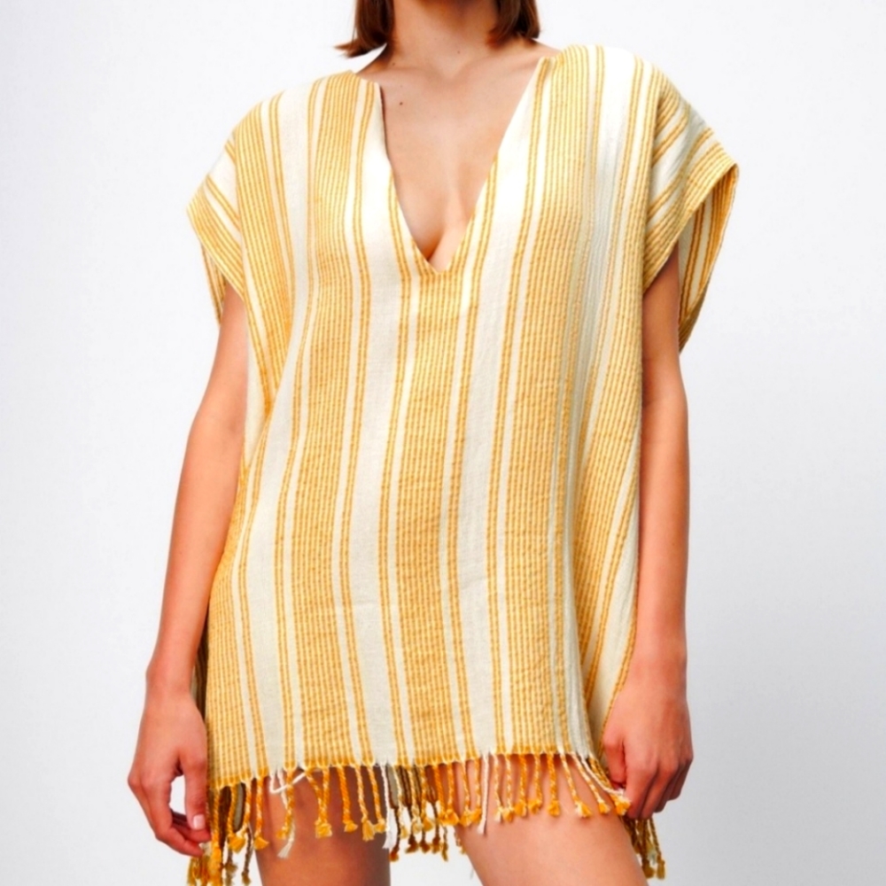 Zara Fringe Striped Tunic / Kaftan Cover-up